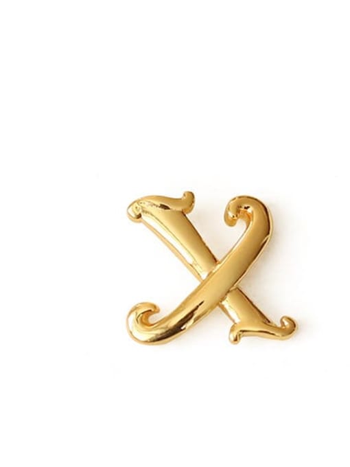 X Ear Stud （Single） Brass Letter Minimalist  Stud Earring(single)