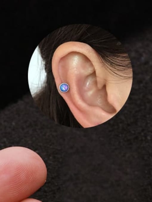 HISON Brass Opal Geometric Cute Stud Earring 2