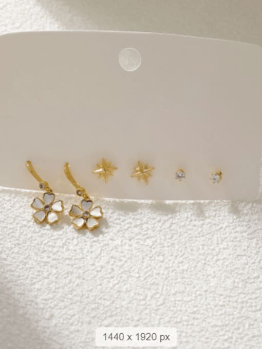 HYACINTH Brass Shell Star Minimalist Stud Earring 0