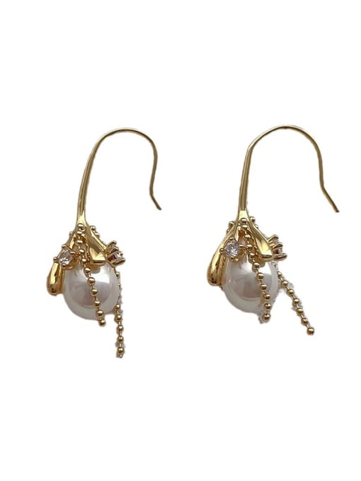 ZRUI Brass Imitation Pearl Irregular Minimalist Hook Earring 4