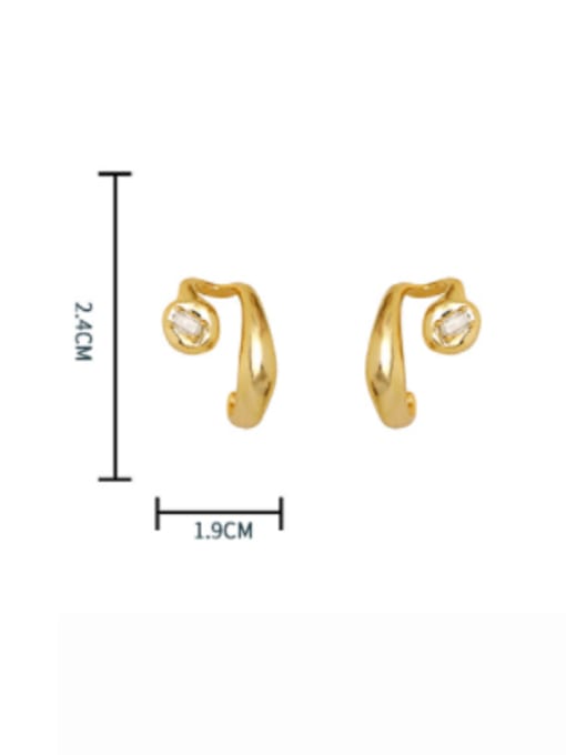 HYACINTH Brass Cubic Zirconia Irregular Minimalist Stud Earring 2