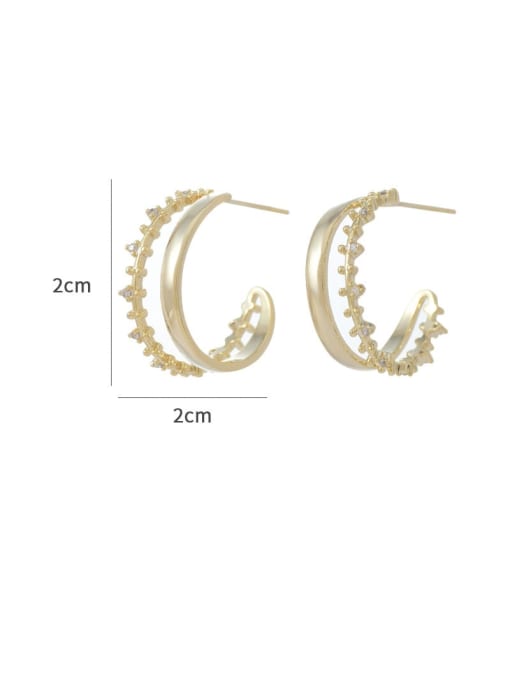 YOUH Brass Cubic Zirconia Geometric Trend Hoop Earring 1
