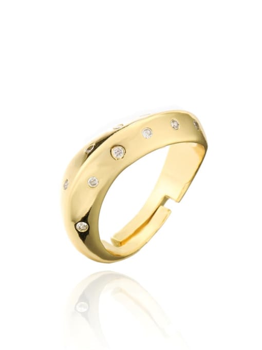 AOG Brass Rhinestone Geometric Minimalist Band Ring