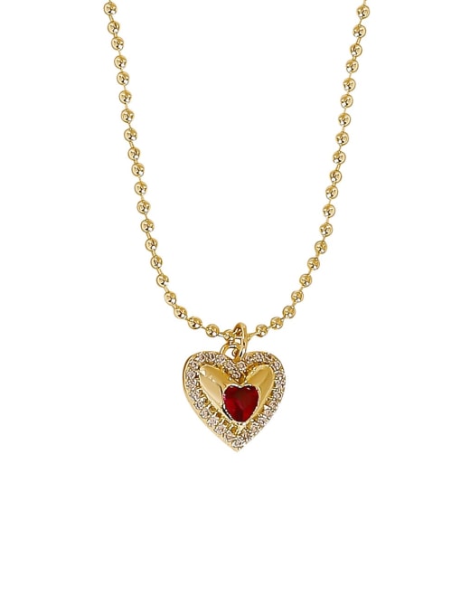 HYACINTH Brass Cubic Zirconia Heart Minimalist Necklace 3