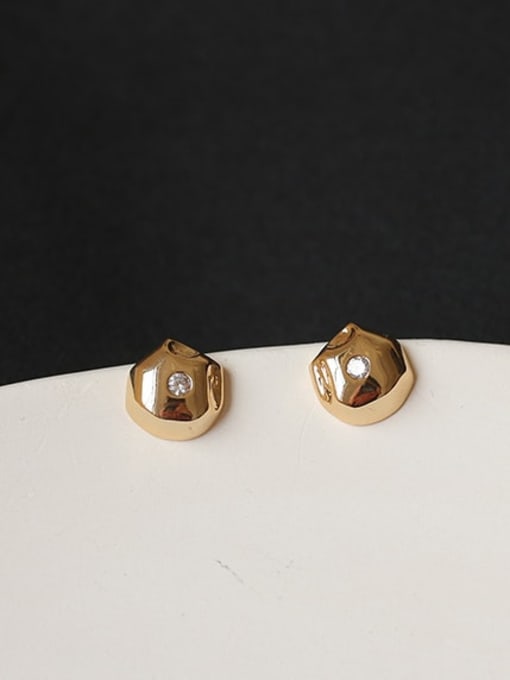 Zircon Round Earrings Brass Round Vintage Stud Earring