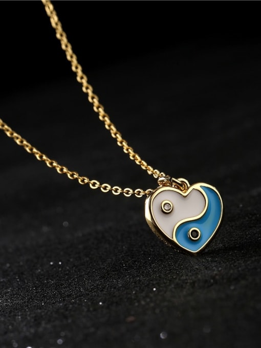 AOG Brass Rhinestone Enamel  Trend Heart Pendant Necklace 2