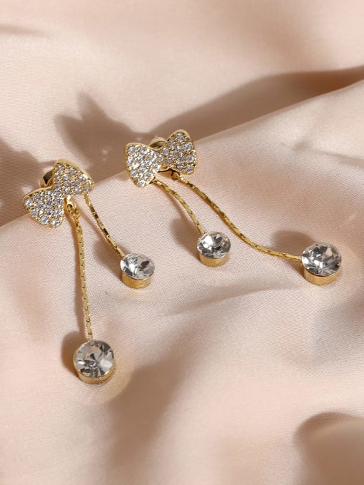 14k gold Brass Cubic Zirconia Tassel Vintage Drop Earring