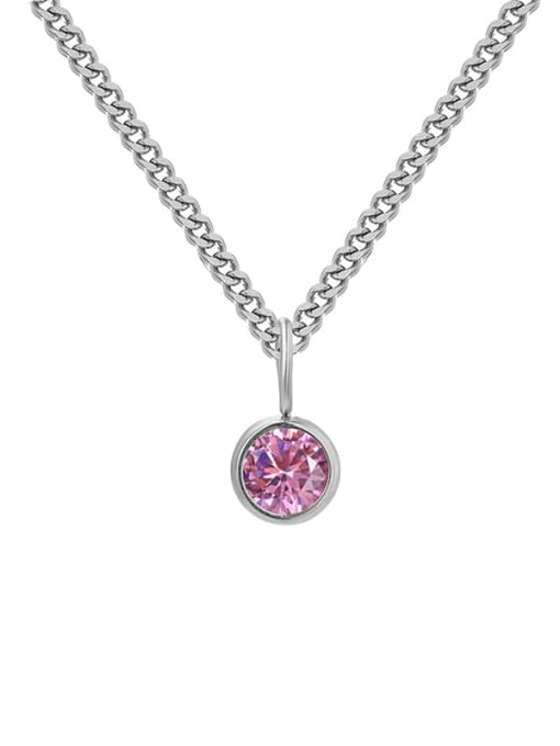 October Pink Steel Stainless steel Birthstone Geometric Minimalist Necklace
