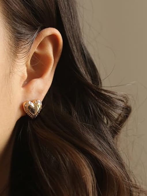 ACCA Brass Smooth Heart Minimalist Stud Earring 1