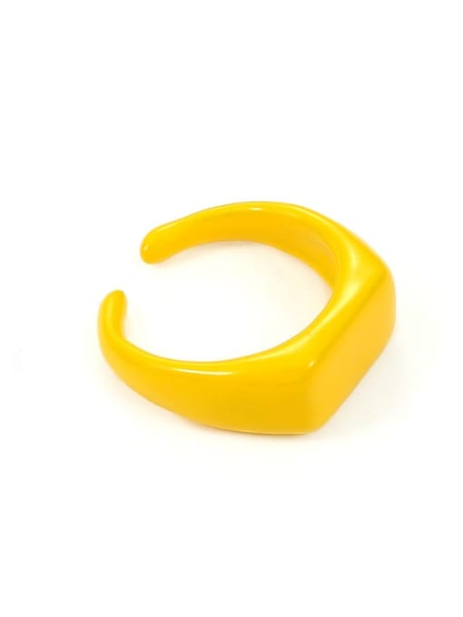 Yellow Zinc Alloy Enamel Geometric Minimalist Band Ring