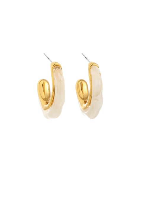 C-shaped Brass Resin Geometric Minimalist Huggie Earring