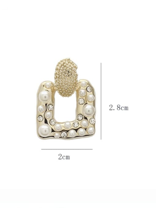SUUTO Brass Imitation Pearl Geometric Vintage Drop Earring 1