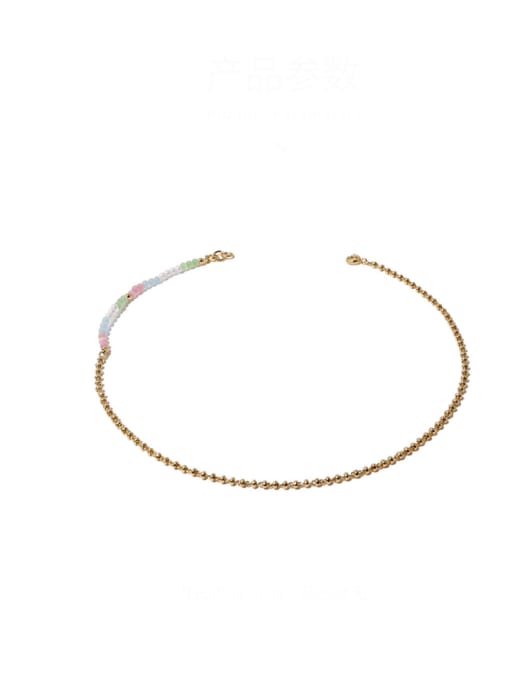 Five Color Brass Imitation Pearl Geometric Minimalist Necklace 0