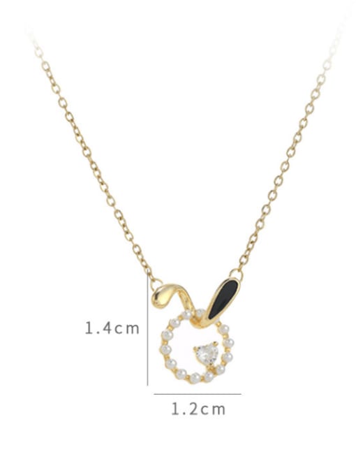 YOUH Brass Imitation Pearl Rabbit Minimalist Necklace 3