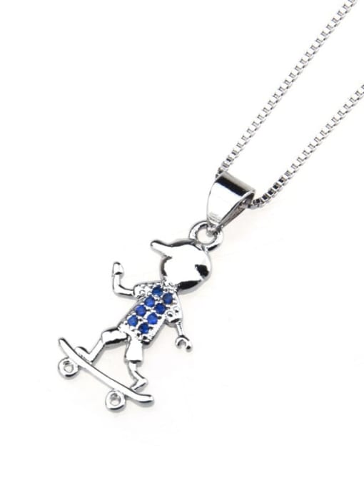 Color zirconium plated with platinum Brass Cubic Zirconia Angel Cute Necklace