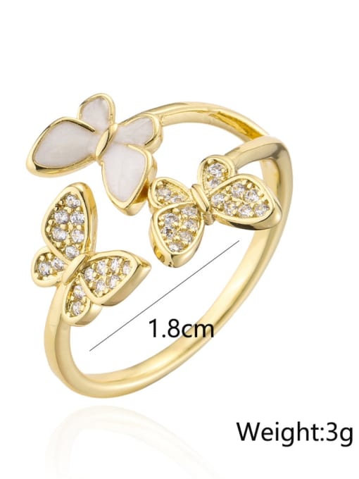 AOG Brass Cubic Zirconia Butterfly Vintage Band Ring 3