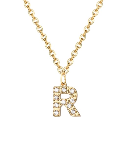 R 14 K gold Stainless steel Cubic Zirconia Letter Minimalist Necklace