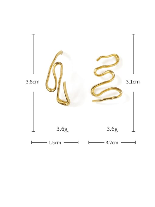 ACCA Brass Asymmetrical lines Vintage Stud Earring 3