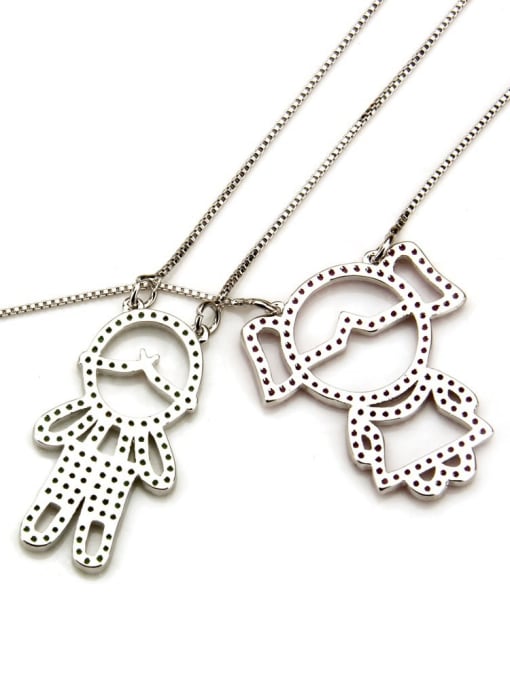 renchi Brass Cubic Zirconia  girl and boy  Cute Initials Necklace 4