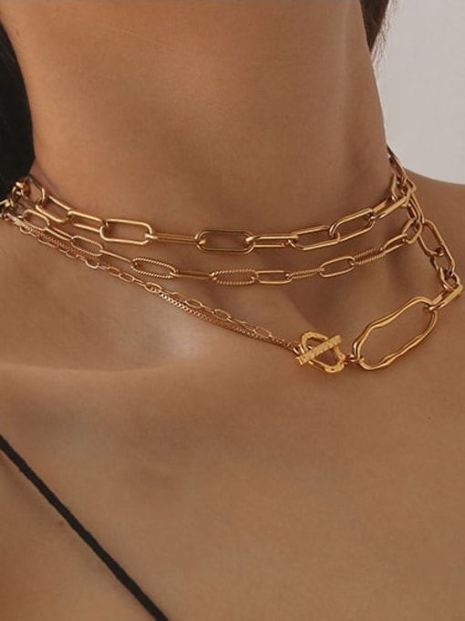 ACCA Brass Hollow Geometric Chain Vintage Necklace 1