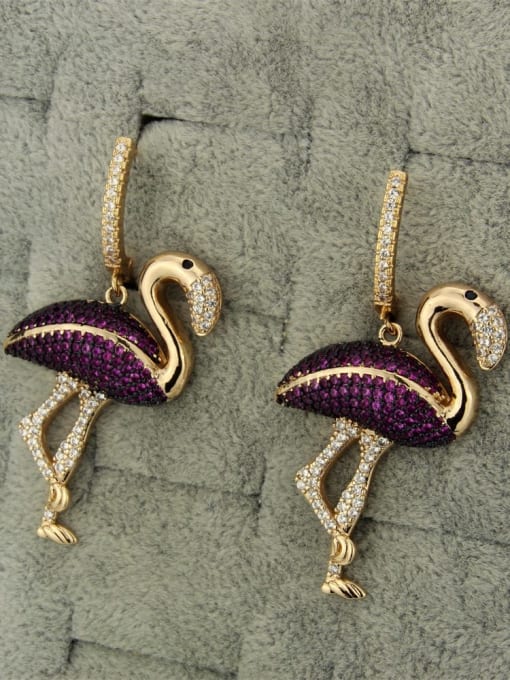 renchi Brass Flamingo Cubic Zirconia Earring and Necklace Set 3