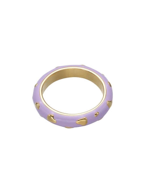 Dream Purple Brass Enamel Geometric Cute Band Ring