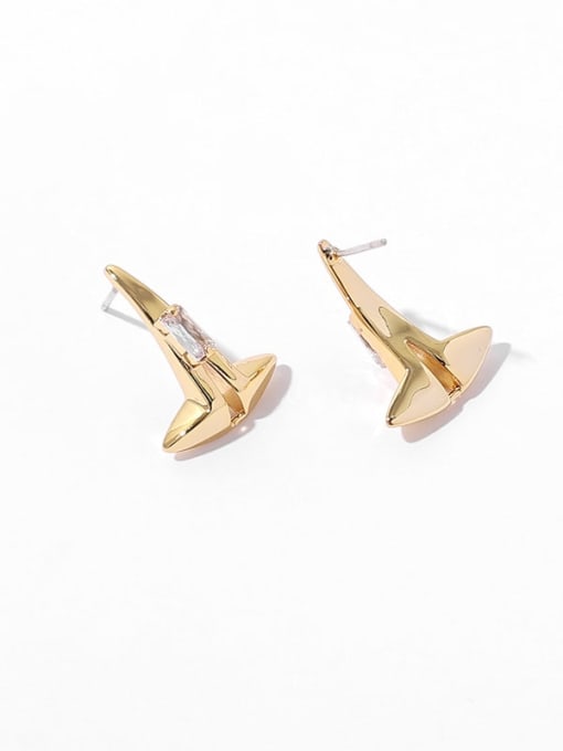 TINGS Brass Cubic Zirconia Triangle Minimalist Stud Earring