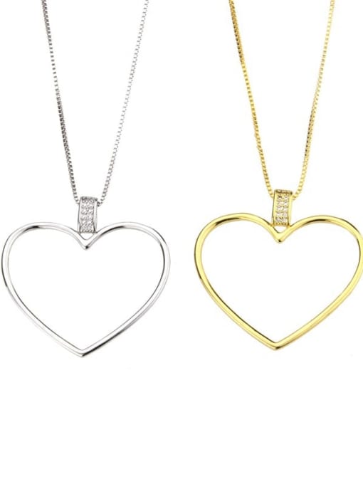 renchi Brass Minimalist Hollow Heart Pendant  Necklace 0