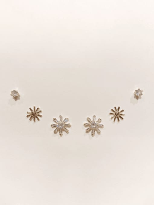 ZRUI Brass Cubic Zirconia Sunflower Set Minimalist Stud Earring 0