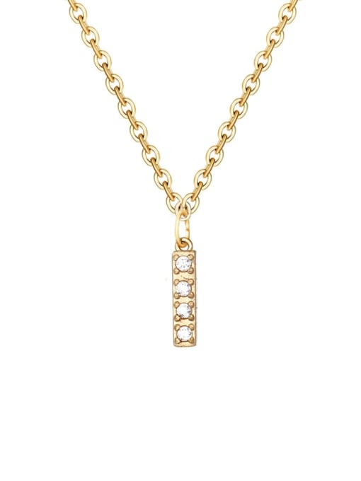 I 14 K gold Stainless steel Cubic Zirconia Letter Minimalist Necklace