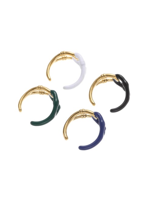 Five Color Brass Enamel Geometric Minimalist Band Ring 0