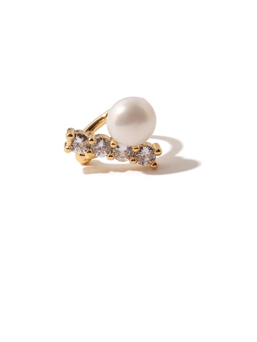 TINGS Brass Imitation Pearl Geometric Vintage Single Earring(Single-Only One)