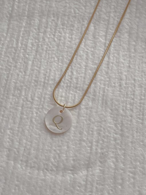 Q Letter Pendant Necklace Stainless steel Shell Letter Minimalist Necklace