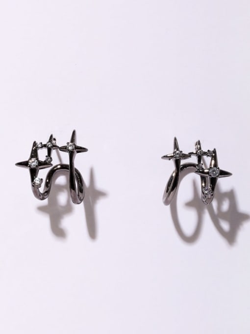 Star Earrings Brass Multilayer Star Vintage Clip Earring