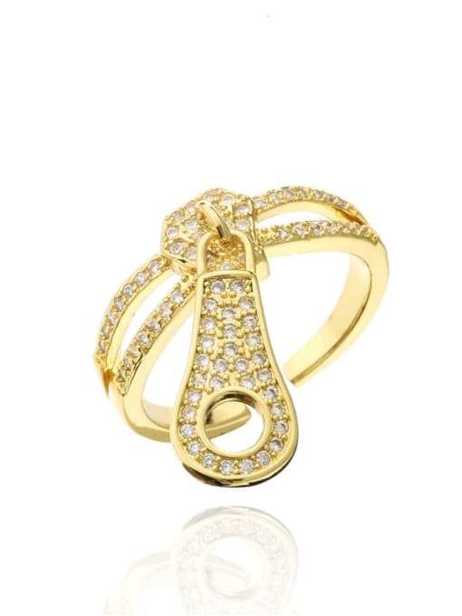 AOG Brass Cubic Zirconia Geometric Vintage Band Ring 0