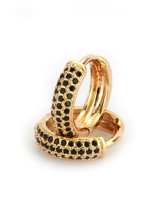Large gold-plated black zircon Brass Cubic Zirconia Round Dainty Hoop Earring