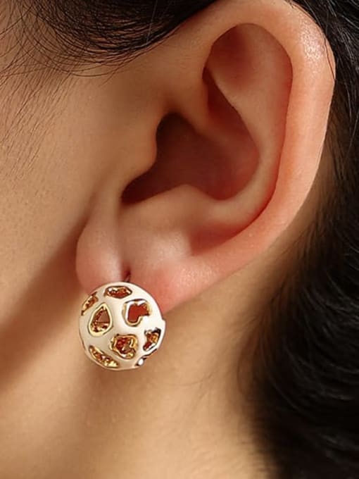 Five Color Brass Enamel Ball Minimalist Stud Earring 2