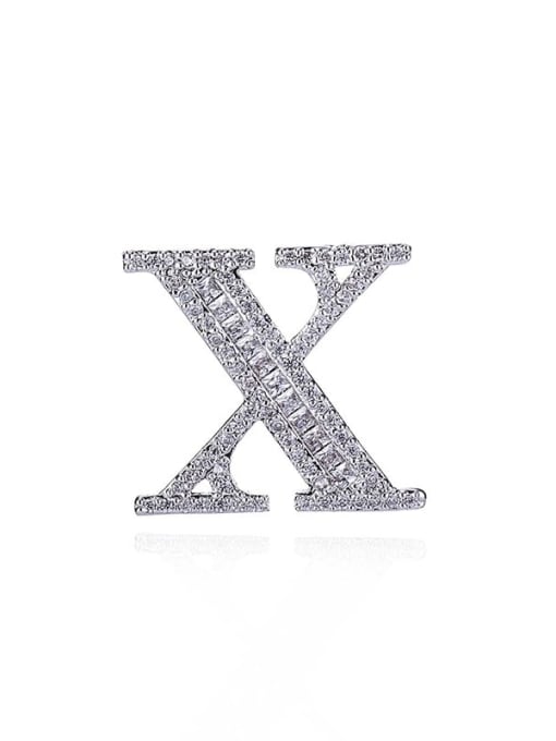 Platinum White x Brass Cubic Zirconia Letter Minimalist Stud Earring