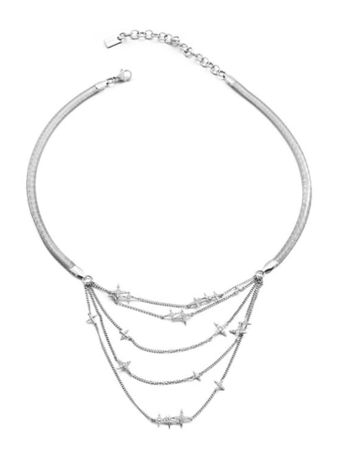 Necklace Brass Cubic Zirconia Tassel Hip Hop Necklace