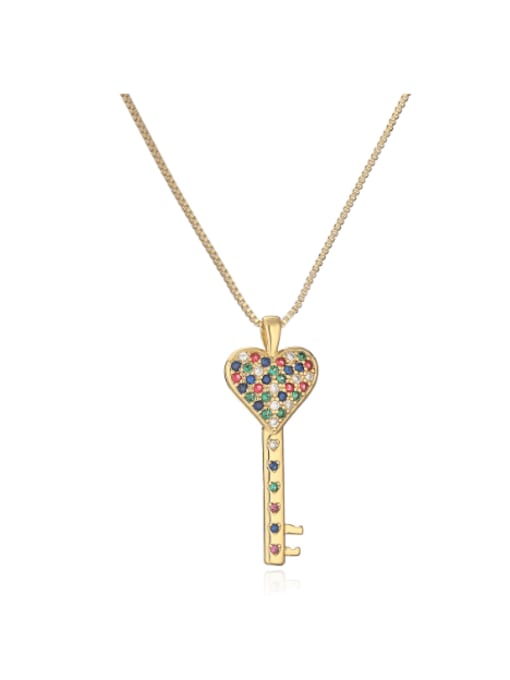 AOG Brass Cubic Zirconia Key Vintage Necklace 0