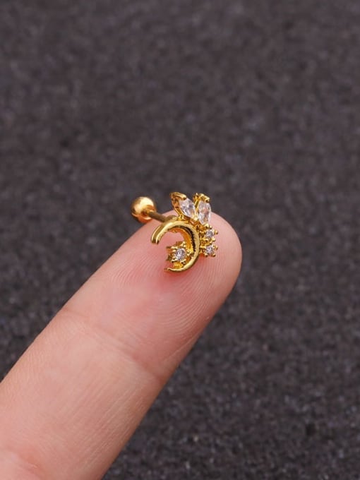HISON Brass Cubic Zirconia Star Cute Stud Earring 2