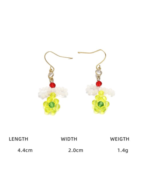 TINGS Brass Synthetic Crystal Flower Cute Pure handmade Weave Earring 2