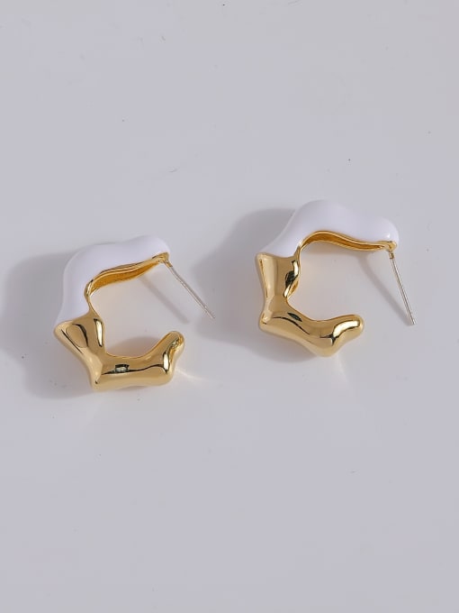 HYACINTH Brass Enamel Geometric Trend Stud Earring
