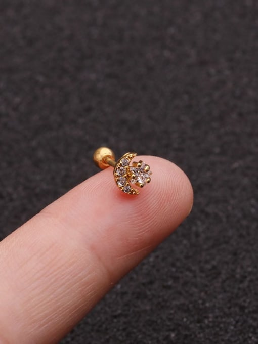 golden（Single） Brass Cubic Zirconia Star Minimalist Stud Earring