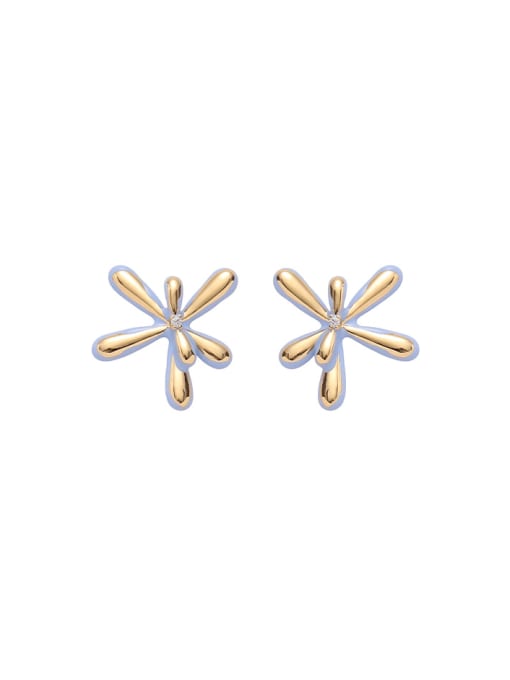 Five Color Brass Enamel Flower Cute Stud Earring 0