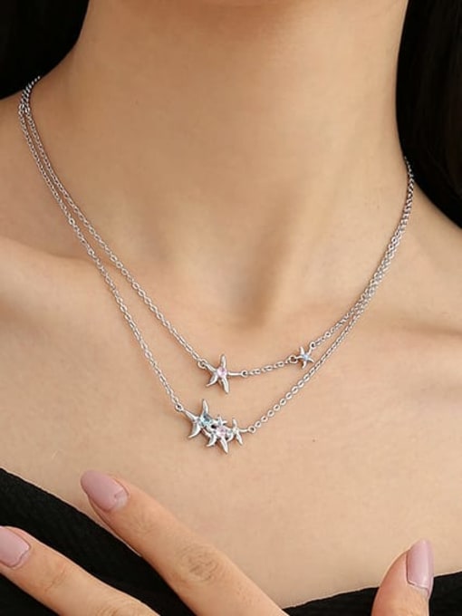 TINGS Brass Cubic Zirconia Sea  Star Hip Hop Necklace 1