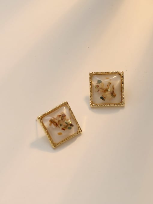 white Copper Acrylic Square Vintage Stud Trend Korean Fashion Earring