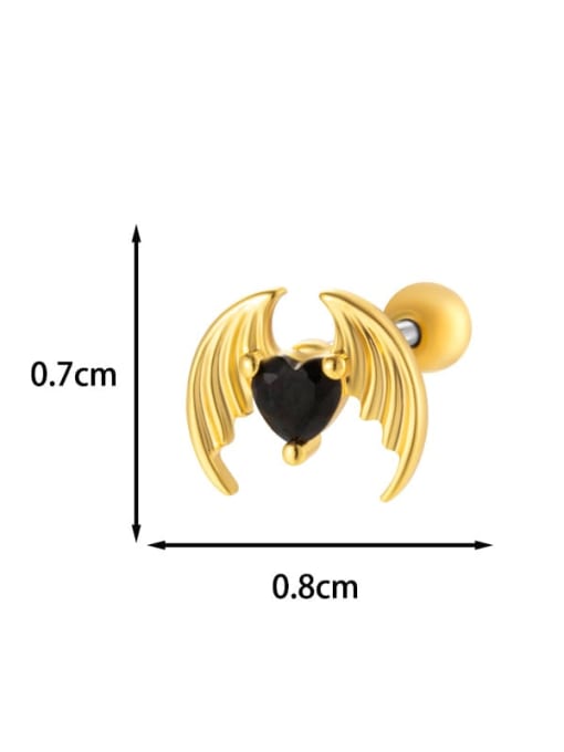 5 # Gold --Single Brass Cubic Zirconia Heart Chain Tassel Minimalist Single Earring