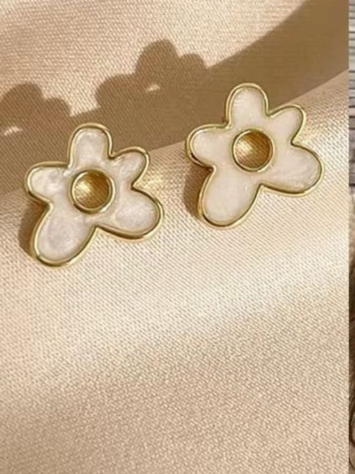 Gold ED00361 Brass Enamel Flower Dainty Stud Earring