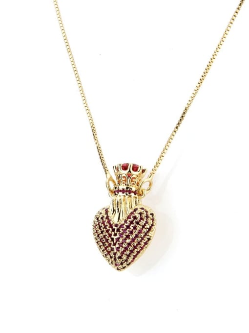 gules Brass Cubic Zirconia Heart Dainty Necklace